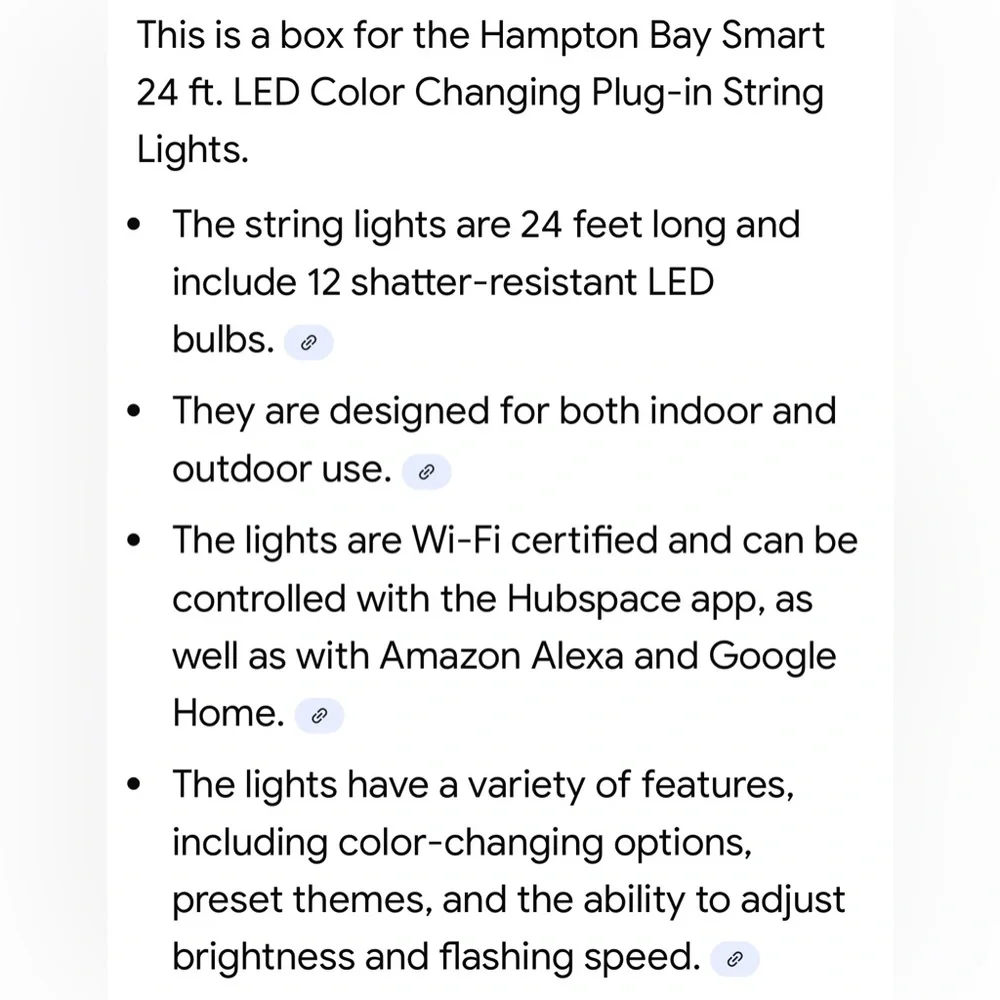 HAMPTON BAY SMART 24FT LED MULTICOLOR CHANGING PLUG-IN STRING LIGHTS 🌟NIB🌟